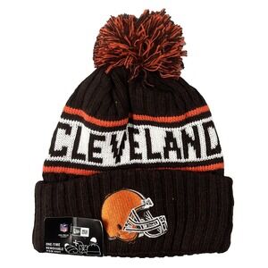 Cleveland Browns‎ New Era Winter Hat Beanie Pom One Size Brown NFL Football NEW